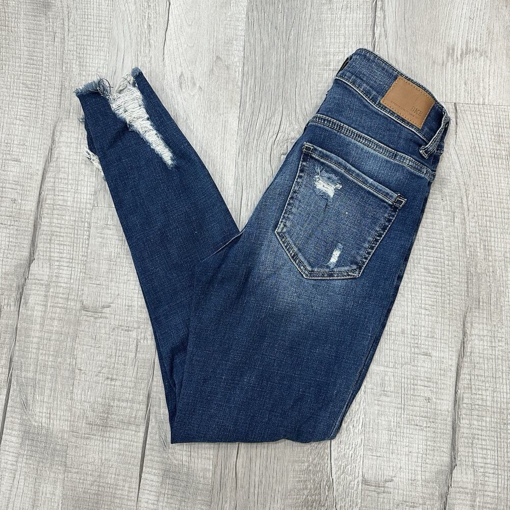 BKE Parker Jeans Women’s 24x27 High Rise Ankle Skinny Blue Denim Distressed